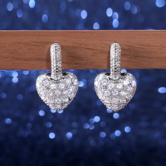 NEW Diamond 💎 Sterling Silver Drop Earrings - Picture 4 of 5